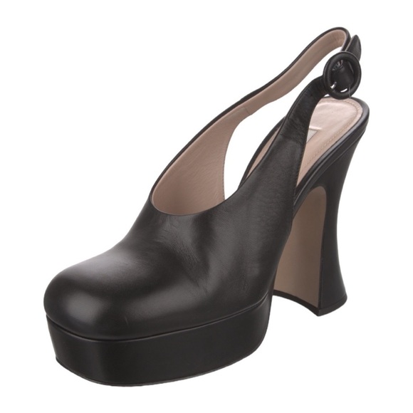 Miu Miu | NWOB Fall 2020 Black Leather Mary Jane Platform - Size IT 39 - Picture 3 of 13